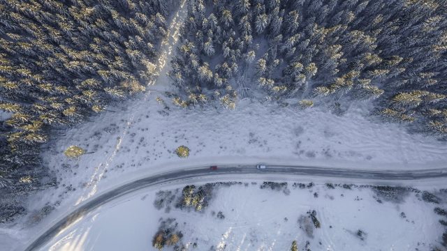 Snow road winter